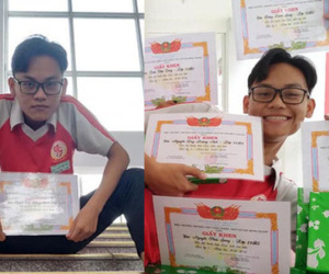 Nhận giấy khen học sinh tiên tiến, cậu bạn lầy lội mang đi check-in khắp nơi từ bãi giữ xe đến cổng làng, xem mà cười ngất