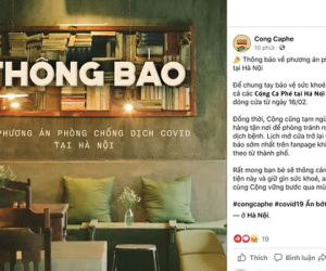 Hàng loạt quán cà phê ở Hà Nội đã chuyển sang bán online hoặc tạm đóng cửa để ngăn chặn dịch bệnh lây lan