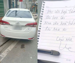 Chủ nhà viết lời nhắn 'cực gắt' dán lên chiếc ô tô đỗ vô duyên nhưng nhìn hiện trường dân mạng lại nghĩ khác