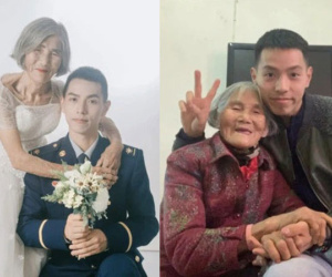 Bộ 'ảnh cưới' của chàng lính cứu hỏa và 'cô dâu' lệch tới 61 tuổi gây chấn động MXH, hóa ra đằng sau là câu chuyện ấm lòng ít ai đoán được
