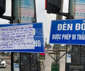 Tờ giấy dán đè lên biển báo khiến cả phố bối rối, nội dung có lý nhưng không ai ủng hộ