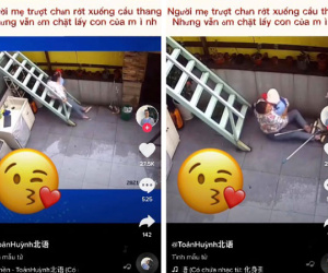 Bế con nhỏ nhưng lại trượt ngã cầu thang, hành động cấp tốc của người mẹ theo bản năng khiến ai nhìn cũng thấy cảm động