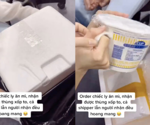 Đặt mua có một ly mì, cô gái nhận về nguyên một thùng xốp to, đến shipper còn ngạc nhiên