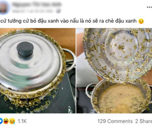 Cô gái khoe nồi chè đậu xanh nhưng nhìn kỹ hơn thì không ai dám ăn vì một chi tiết 'rùng rợn'