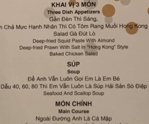 Tờ thực đơn tiệc cưới 'cồng kềnh', đọc xong là đủ no luôn