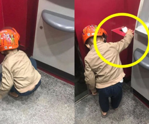 Cậu bé cặm cụi nhặt đồ ở cây rút tiền ATM, nghe câu nói sau đó mới khiến người ta phải xấu hổ