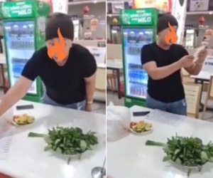 Người phụ nữ gắt gỏng khi nhân viên không chịu lấy đĩa rau cách tay mình nửa mét: 'Kêu phục vụ đó ra đây xin lỗi chị thì chị đi, không thì chị nói hoài!'