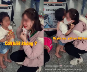 Người mẹ ôm con khóc nức nở ở sân bay khiến dân mạng xúc động