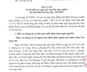 Bình Dương: Báo cáo về vụ nghi ngộ độc pate chay khiến một người tử vong, 5 người nguy kịch
