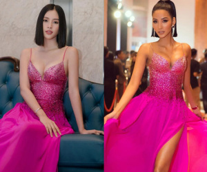 Diện váy khoe vòng 1 sexy hết nút nhưng Tiểu Vy chẳng thể 'ngồn ngộn' như Hoàng Thùy