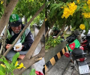 Rơi nước mắt khi thấy cảnh tài xế công nghệ ngồi núp dưới lùm cây, ăn vội suất cơm trưa giữa cái nắng chói chang