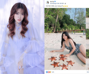 An Vy - gái xinh mặc bikini check in với sao biển đang bị cõi mạng 'ném đá' là ai?