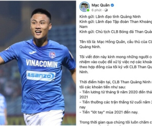 Hàng loạt cầu thủ Than Quảng Ninh viết tâm thư, tuyên bố nghỉ đá từ vòng 9 V.League