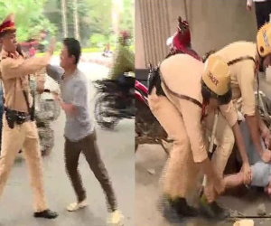 Tài xế ma men đấm chảy máu mặt cảnh sát sau va chạm giao thông