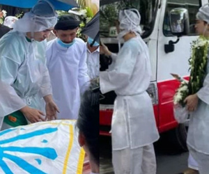 Xót xa hình ảnh Chi Dân trong đám tang mẹ ruột: Cúi đầu ôm chặt di ảnh, đau lòng tiễn biệt người thân về nơi an nghỉ