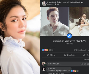 Lý Nhã Kỳ vào chúc mừng nhanh như gió, còn bày tỏ nhìn vợ chồng Phan Mạnh Quỳnh hạnh phúc mà thèm!