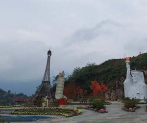 Tượng nữ thần tự do ở Sa Pa được sửa thành người đàn ông H'Mông cầm khèn