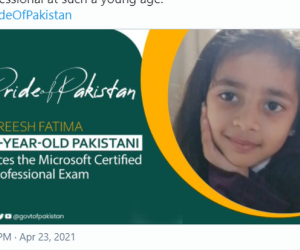 Mới 4 tuổi, cô bé người Pakistan đã phá kỷ lục thế giới khi giành được chứng nhận chuyên gia của Microsoft
