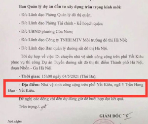 Hà Nội: Thực hư giấy mời dự họp có ghi địa điểm là 'nhà vệ sinh công cộng trên phố Yết Kiêu, Hoàn Kiếm'