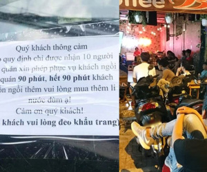 Treo biển nhắc khách chỉ phục vụ 90 phút, muốn ngồi tiếp mua ly nước mới, chủ quán bị dân tình ném đá kịch liệt