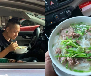Thèm cảm giác ăn phở tại quán, anh chàng mang cả ô tô đến order khiến dân mạng trầm trồ: Bước 1 là nhà phải có xe!