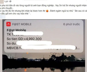 Vay 5 triệu mãi mới trả nhưng lại tự động 'ăn bớt' 8k phí chuyển khoản: Số tiền không nhiều nhưng là ý thức!