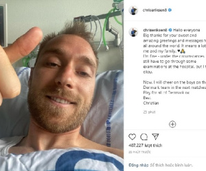 Eriksen lần đầu xuất hiện, chính thức lên tiếng về sự cố bất tỉnh trên sân