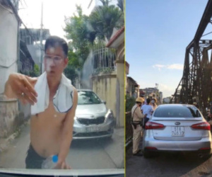Lái xe ô tô say rượu gây náo loạn ở cầu Long Biên