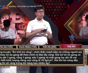 Câu hỏi Olympia tính cân nặng số vàng ở túi ba gang trong truyện Ăn Khế Trả Vàng, nhưng lại gây tranh cãi vì một chi tiết vô lý