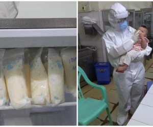 Bé 7 tháng mắc Covid-19 phải xa mẹ, bú ké bác sĩ, hội bỉm sữa tặng ngay một tủ lạnh 'ngập vàng'