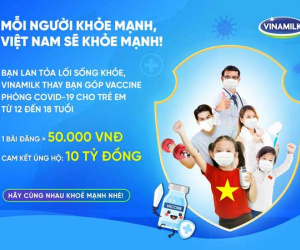 Vinamilk kêu gọi cộng đồng lan tỏa lối sống khỏe, với mục tiêu góp vaccine cho trẻ em