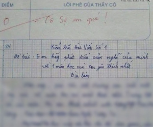 Làm đề văn miêu tả môn học yêu thích, cậu học sinh cấp 1 khiến cô giáo phải phê: 'Cô sợ em quá!'