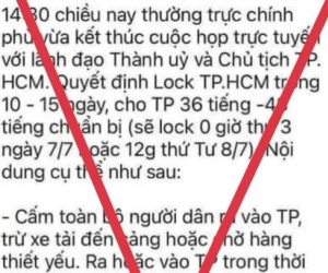 Bác bỏ thông tin lan truyền 'lock TP.HCM trong 10-15 ngày'