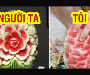 Cô gái tỉa dưa hấu theo kiểu chẳng giống ai khiến dân mạng thắc mắc: 'Ở nhà buồn quá không có gì làm à'?
