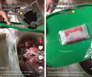 Khui hộp đồ ăn bà nội gửi dưới quê lên, cô gái sung sướng thấy cả một bọc tiền được giấu ở vị trí đặc biệt