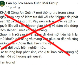 Truy tìm người đăng tin sai sự thật 12 shipper dương tính Covid-19 ở quận 7