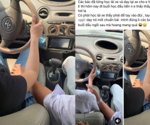 Xôn xao clip thầy giáo liên tục động chạm vùng nhạy cảm của học viên nữ trong lúc dạy lái xe