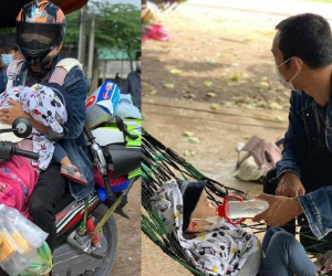 Người bố một mình địu con 2 tuổi đi xe máy hồi hương: 'Nó nhớ hơi mẹ, cứ khóc suốt'