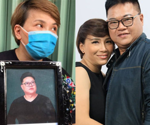 Tang lễ ca sĩ Phi Hải: Không nhang khói, không kèn trống vì Covid, Hương Giang xót xa ôm ghì di ảnh in vội của chồng