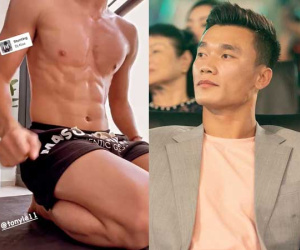 Bồ đi vắng, thủ môn Bùi Tiến Dũng tranh thủ khoe cận cảnh body múi 'sầu riêng', mồ hôi nhễ nhại