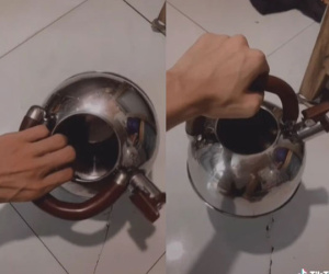 Âm thầm bỏ bật lửa vào ấm đun nước rồi đem nấu trên bếp gas, cô gái khiến gia đình hoảng hốt vì một thứ phát nổ, ghim chặt trên nóc nhà
