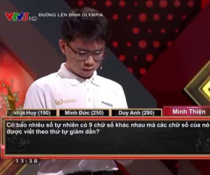Câu hỏi Olympia bấm máy dễ ợt nhưng thí sinh vẫn sai: 'Có bao nhiêu số có 9 chữ số khác nhau được viết theo thứ tự giảm dần?'