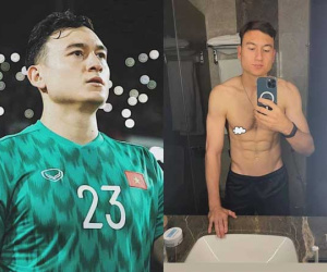 Văn Lâm cởi áo khoe body cuồn cuộn 'múi sầu riêng', lâu rồi chị em mới đã con mắt vậy đó!