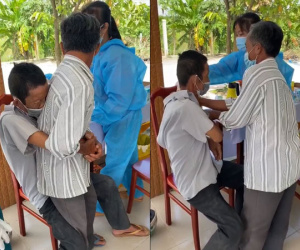 Ông chú đi tiêm vắc-xin trong 'đau khổ, sợ hãi', phải nhờ một người bên cạnh trấn an mới yên tâm khiến không ai nhịn được cười