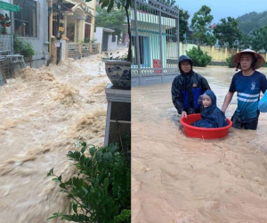 Quảng Ninh: Nước lũ tràn về như 'thác đổ' trong khu dân cư, trường học ngập nửa người