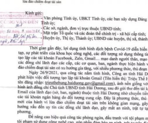 Mạo danh Chủ tịch tỉnh Hải Dương nhờ lãnh đạo các sở, ngành gửi tiền vào tài khoản
