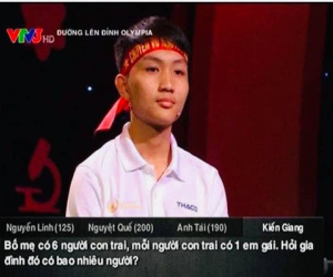 Câu hỏi Olympia lắt léo nhất lịch sử: 'Bố mẹ có 6 con trai, mỗi người có 1 em gái. Hỏi gia đình có bao nhiêu người'