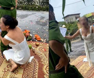 Cô gái trẻ lập 'đàn cúng tế' trước cửa nhà con nợ để đòi tiền, ôm luôn chân công an tới nhắc nhở: 'Em khổ lắm anh ơi'