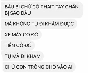 Bầu bí mệt mỏi muốn chồng chở đi khám thai, cô vợ bị mắng: 'Bầu chứ có phải tay chân bị sao đâu'