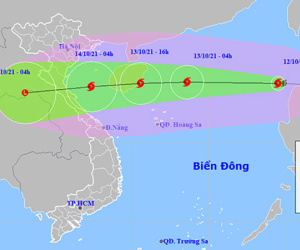Bão số 8 có cường độ mạnh, gây mưa lớn cho Bắc Bộ và Trung Bộ từ 13-16/10